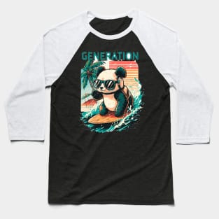 Panda Surfing Baseball T-Shirt